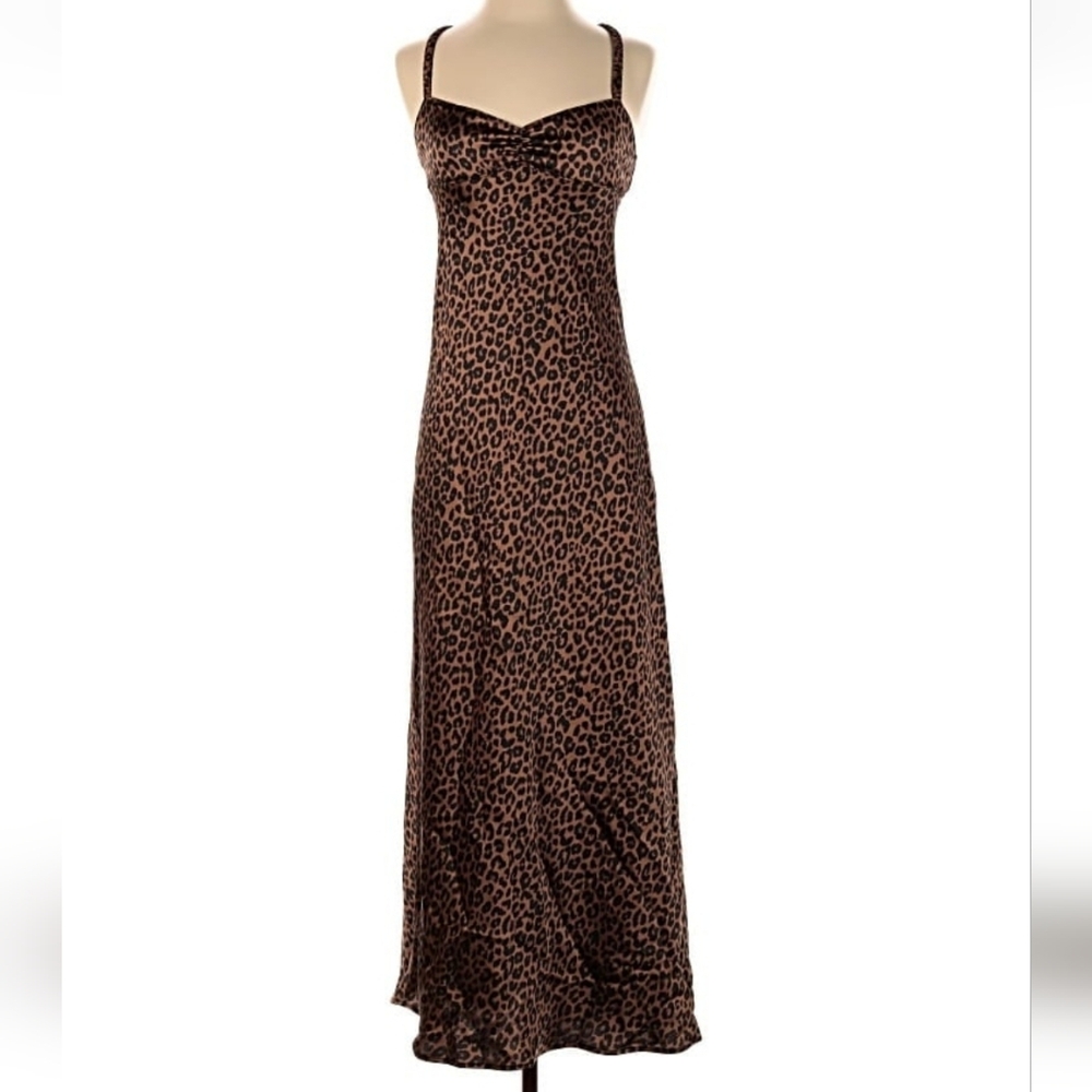 NWT Zara Satin Leopard Animal Print Midi Slip Dress Size S - Picture 15 of 16